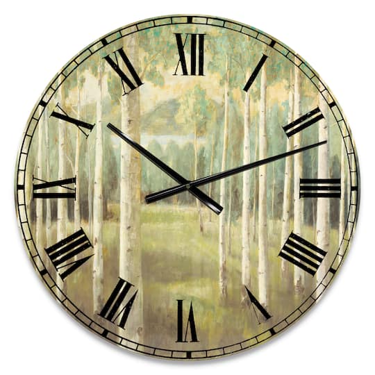 Designart Aspens Neutral Forest Wall Clock